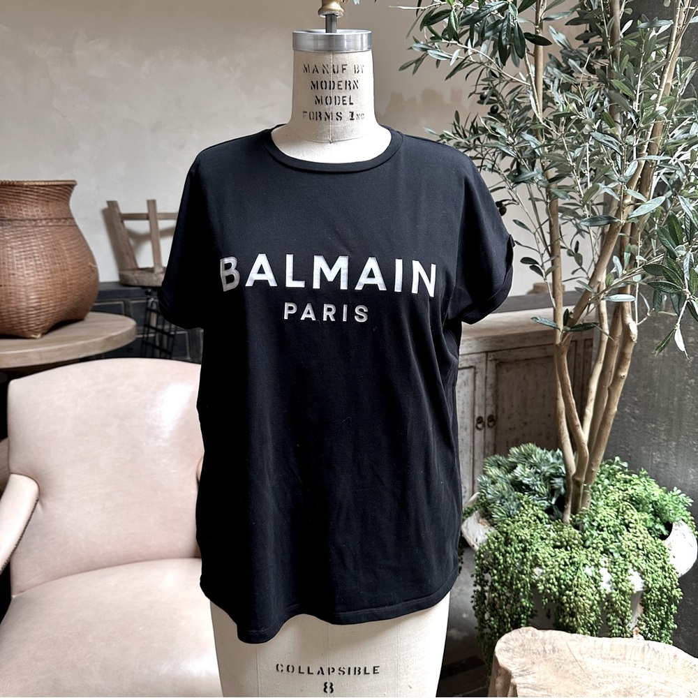 Balmain Logo Black T Shirt size M